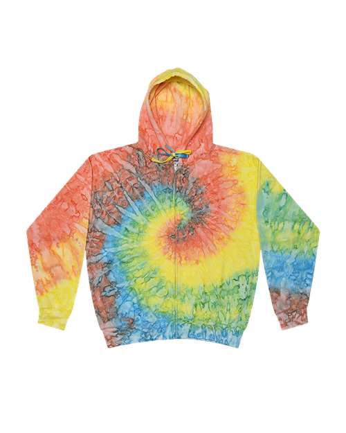 Unisex Tie-Dyed Full-Zip Hooded Sweatshirt - Mykonos Front