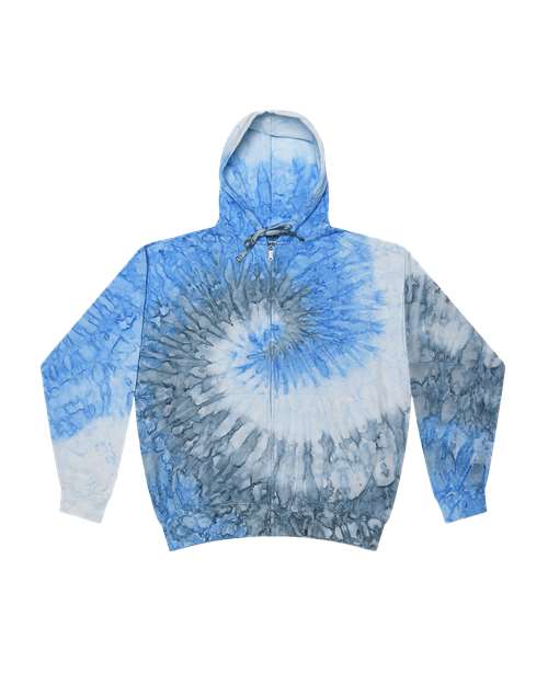 Unisex Tie-Dyed Full-Zip Hooded Sweatshirt - Santorini Front