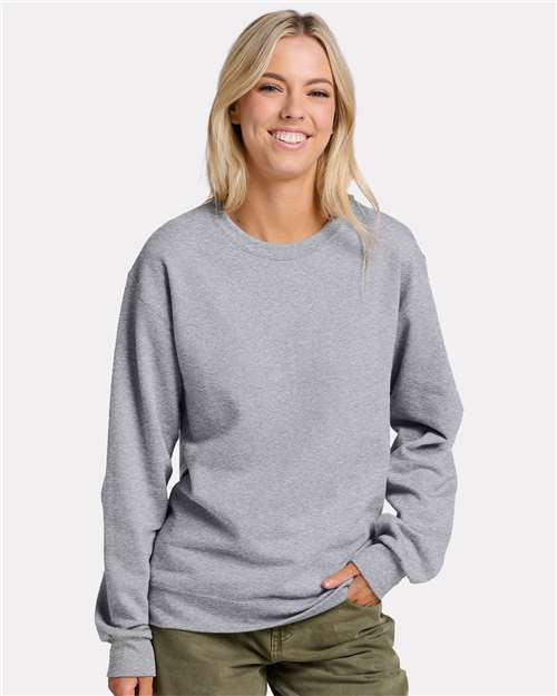 JERZEES Unisex Ultimate CVC Crewneck Sweatshirt - Model Front