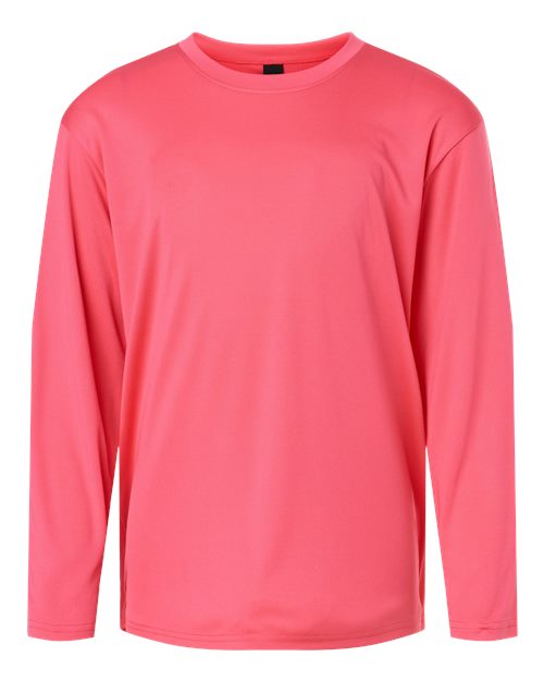 Youth Pro-Lock Performance Long Sleeve T-Shirt - Bright Pink Front