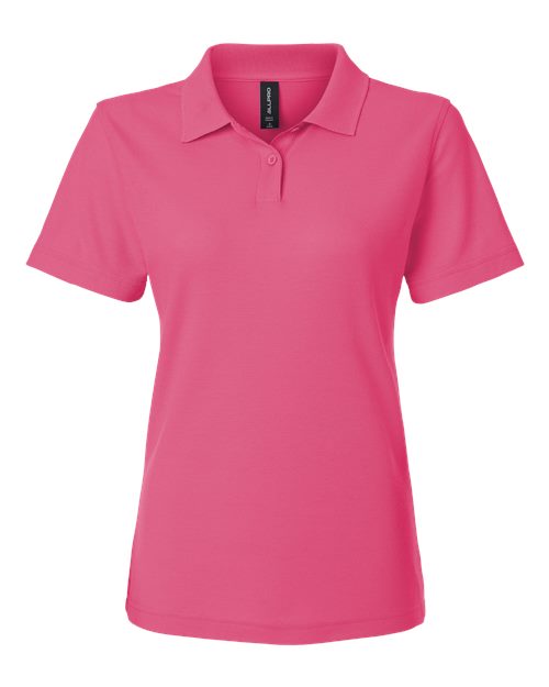 Women's Pique Polo - Bright Pink Front