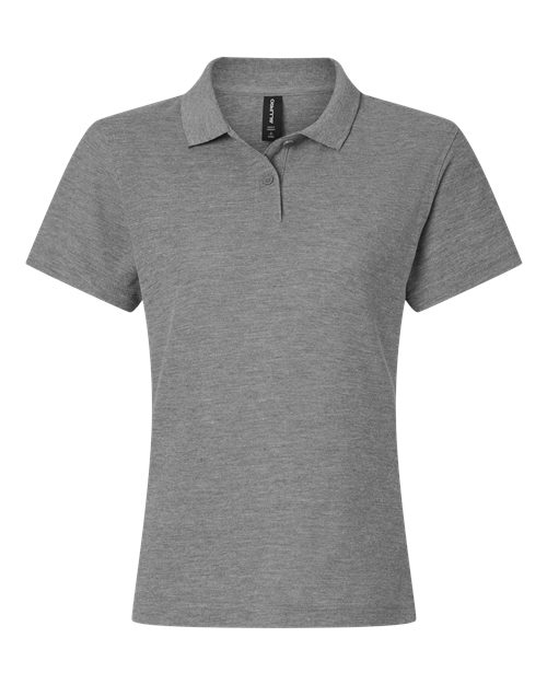 Women's Pique Polo - Heather Granite Front