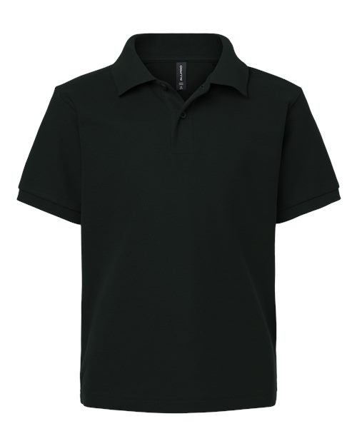 Youth Pique Polo - Black Front