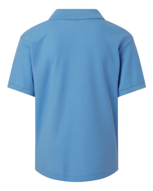 Youth Pique Polo - Carolina Blue Back