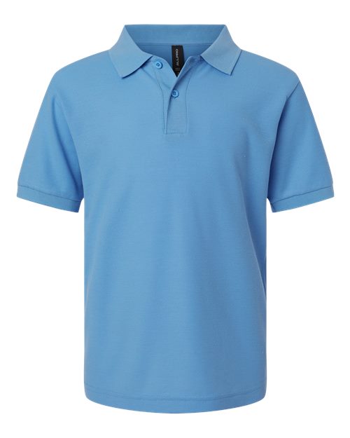 Youth Pique Polo - Carolina Blue Front