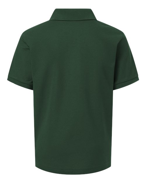 Youth Pique Polo - Forest Green Back