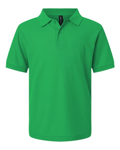 Youth Pique Polo - Kelly Green Front