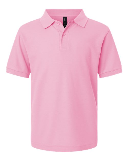 Youth Pique Polo - Light Pink Front