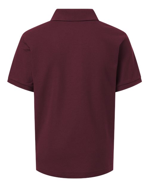Youth Pique Polo - Maroon Back