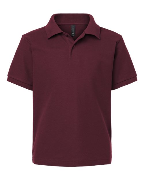 Youth Pique Polo - Maroon Front