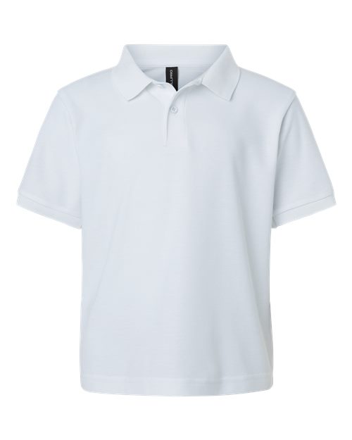 Youth Pique Polo - White Front