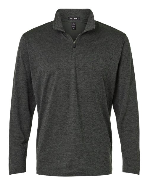 AllPro Men's Pro-Lock Performance Mélange Quarter-Zip Pullover - Black Melange Front