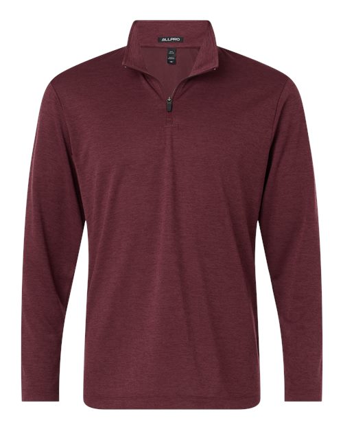 Men's Pro-Lock Performance Mélange Quarter-Zip Pullover - Maroon Melange Front