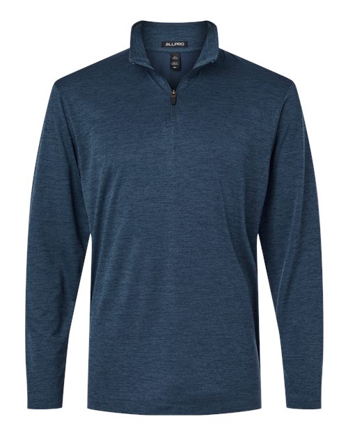 AllPro Men's Pro-Lock Performance Mélange Quarter-Zip Pullover - Navy Melange Front