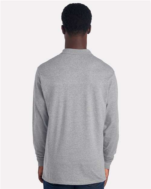 Men's Dri-Power® Long Sleeve Polo - Oxford Back