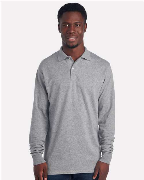 Men's Dri-Power® Long Sleeve Polo - Oxford Front
