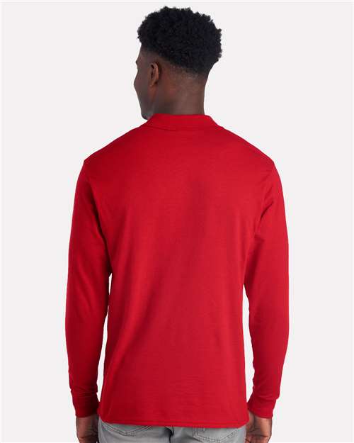 Men's Dri-Power® Long Sleeve Polo - True Red Back