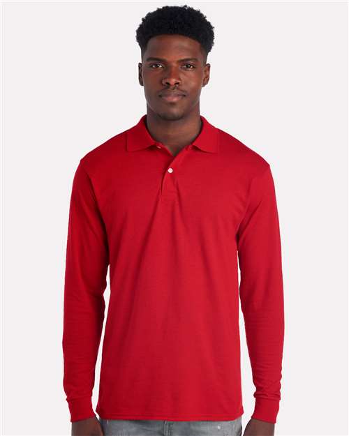 Men's Dri-Power® Long Sleeve Polo - True Red Front