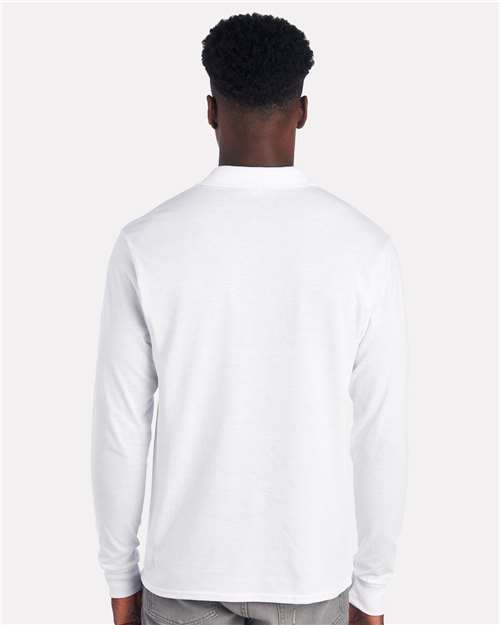 Men's Dri-Power® Long Sleeve Polo - White Back