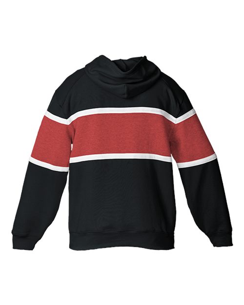 Unisex United Athletic Fleece Hooded Sweatshirt - Black/ Red/ White Back