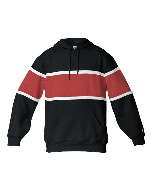 Unisex United Athletic Fleece Hooded Sweatshirt - Black/ Red/ White Front