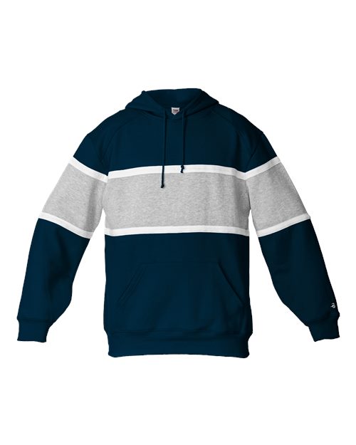 Unisex United Athletic Fleece Hooded Sweatshirt - Navy/ Oxford/ White Front