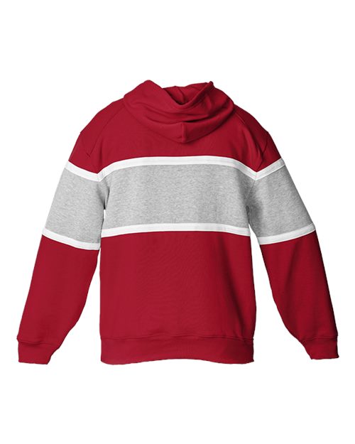Unisex United Athletic Fleece Hooded Sweatshirt - Red/ Oxford/ White Back