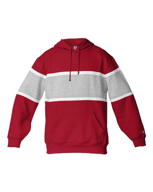 Unisex United Athletic Fleece Hooded Sweatshirt - Red/ Oxford/ White Front