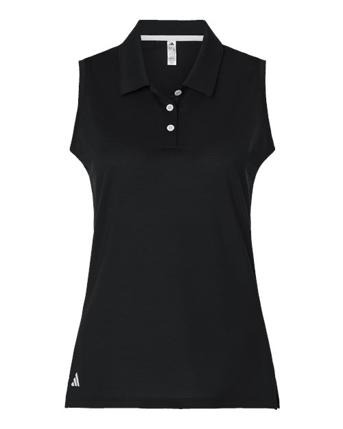Women's Ottoman Sleeveless Polo - Black Front