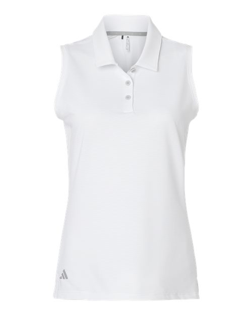 Women's Ottoman Sleeveless Polo - White Front