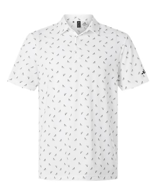 Men's Ultimate365 Mesh Print Polo - White/ Black Front