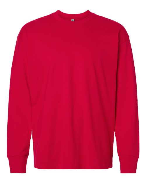 Unisex Heavyweight Long Sleeve T-Shirt - Red Front