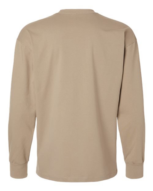 Unisex Heavyweight Long Sleeve T-Shirt - Tan Back