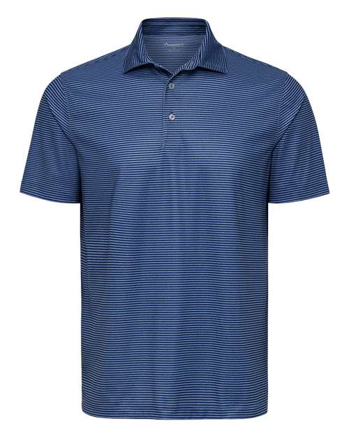 Men's Aiken Striped Polo - Blue Heather/ Navy Front