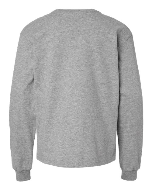 Youth 6oz. Heavyweight Long Sleeve Tee - Athletic Heather Back