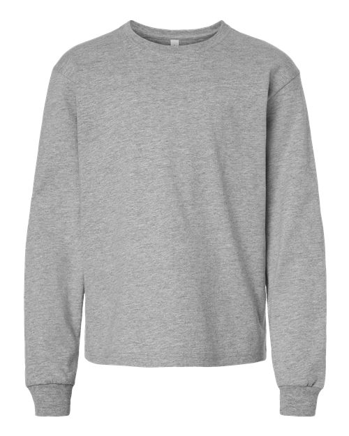 Youth 6oz. Heavyweight Long Sleeve Tee - Athletic Heather Front