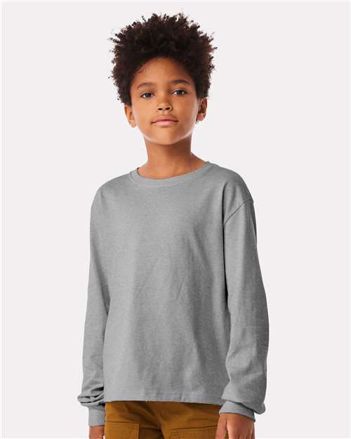 BELLA + CANVAS Youth 6oz. Heavyweight Long Sleeve Tee - Model Front