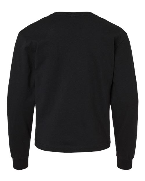 Youth 6oz. Heavyweight Long Sleeve Tee - Black Back