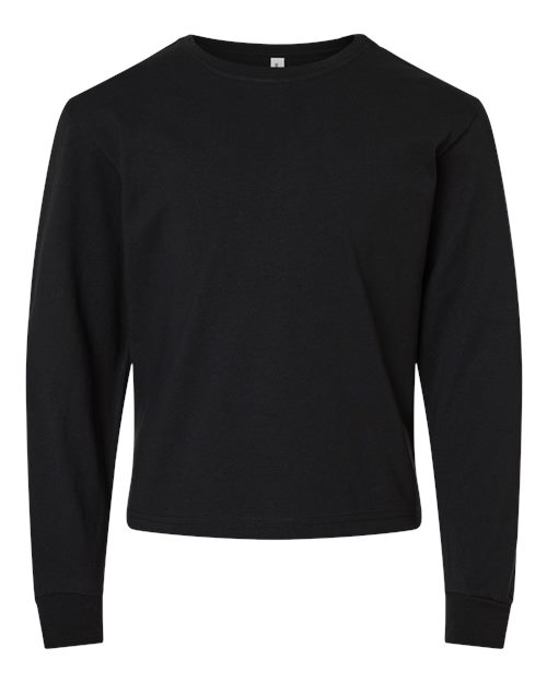 Youth 6oz. Heavyweight Long Sleeve Tee - Black Front