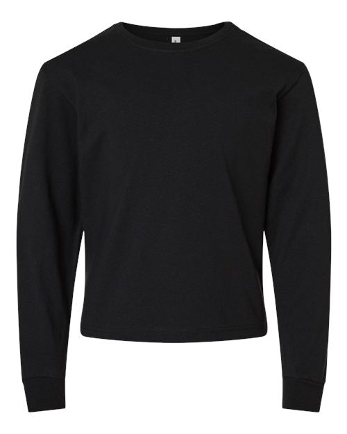 BELLA + CANVAS Youth 6oz. Heavyweight Long Sleeve Tee - Black Front