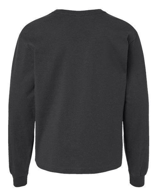 Youth 6oz. Heavyweight Long Sleeve Tee - Dark Grey Back
