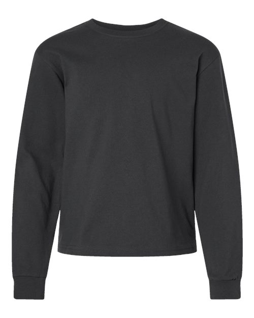 Youth 6oz. Heavyweight Long Sleeve Tee - Dark Grey Front