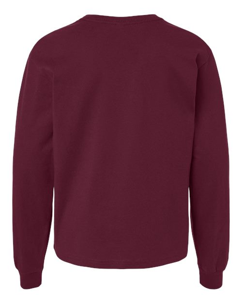 Youth 6oz. Heavyweight Long Sleeve Tee - Maroon Back