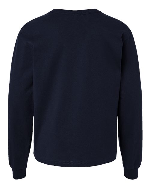 Youth 6oz. Heavyweight Long Sleeve Tee - Navy Back
