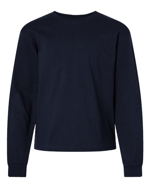 Youth 6oz. Heavyweight Long Sleeve Tee - Navy Front