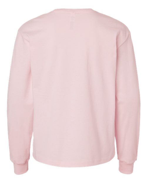 Youth 6oz. Heavyweight Long Sleeve Tee - Soft Pink Back