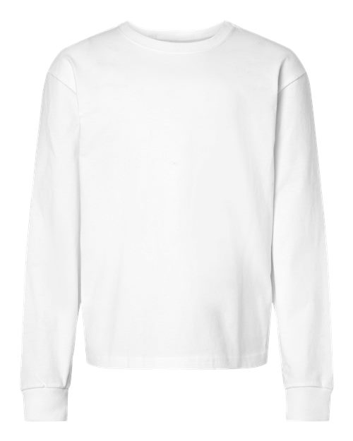 Youth 6oz. Heavyweight Long Sleeve Tee - White Front