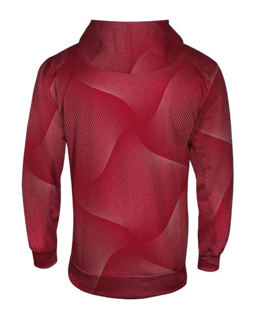 Youth Warp Hooded Long Sleeve T-Shirt - Red Back