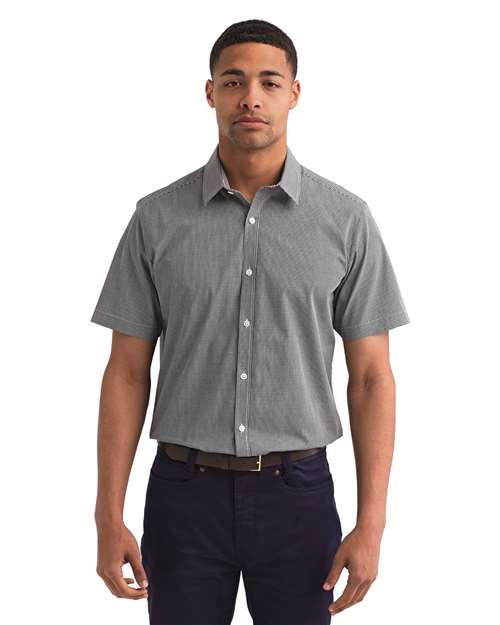 Artisan Collection by Reprime Men's Microcheck Gingham Cotton Shirt - Model Front