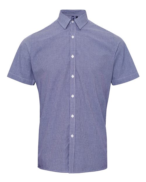 Artisan Collection by Reprime Men's Microcheck Gingham Cotton Shirt - Navy/ White Front